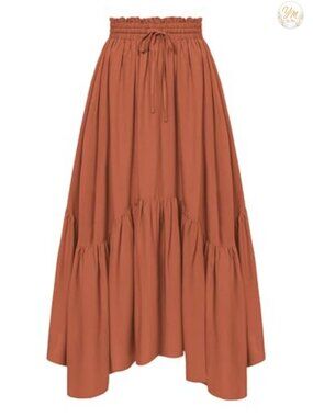 Renaissance Rayon Maxi Skirt High Waist Flowy A-Line Pockets